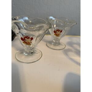 Set of 2 Vintage Borden’s Elsie the Cow Ice Cream Sundae Glasses – 1950s